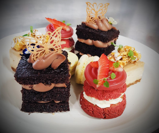 Selection of cakes on a plate